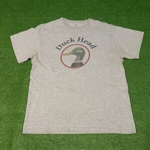 Vintage 00s Duck Head Logo T-Shirt Distressed Heather Gray Size Medium Y2K